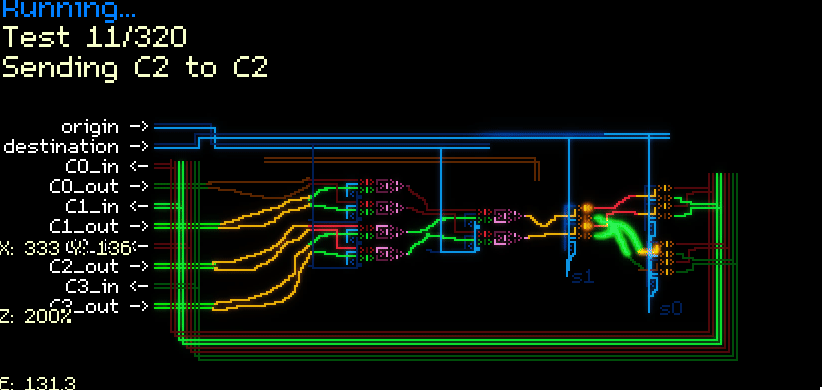 Circuit Artist artwork, a functioning counter circuit constructed from a cellular automaton.