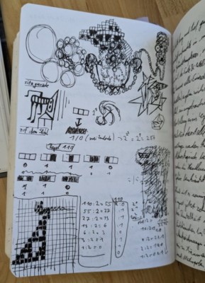 Doodle of cellular automaton.