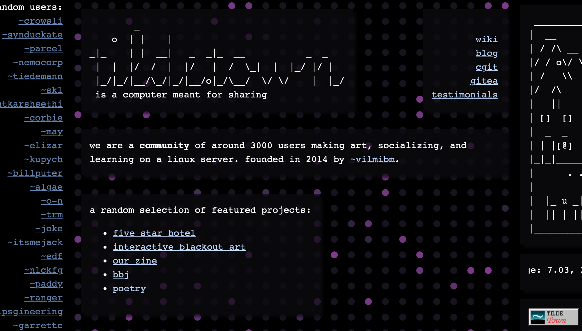 tilde.town screenshot