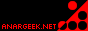 The hacker emblem (a Game of Life glider) interposed on the anarcho-communist flag, with text saying "anargeek.net"