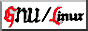 GNU/Linux badge in blackletter type