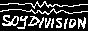 Badge with the text 'Soy Division' in the style of the cover of Joy Division's 'Unknown Pleasures' (1979)