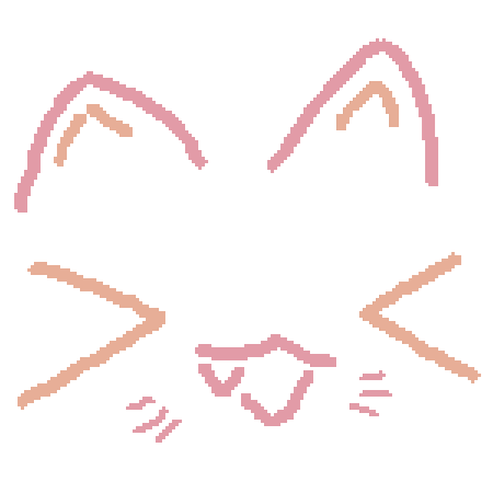a crude, pixelated drawing of a cat in peach on dark purple