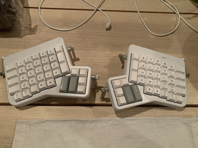 popped all the keys back on. colemak style instead of qwerty! i've been typing colemak for eight years or more now. and have never had a keyboard that actually looks like the way i type!