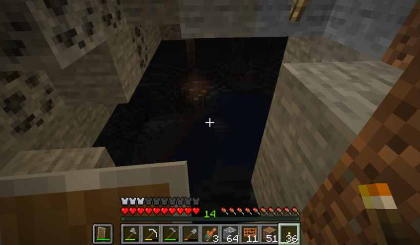 dark parts of cave and coal. purple enderman eyes not visible.