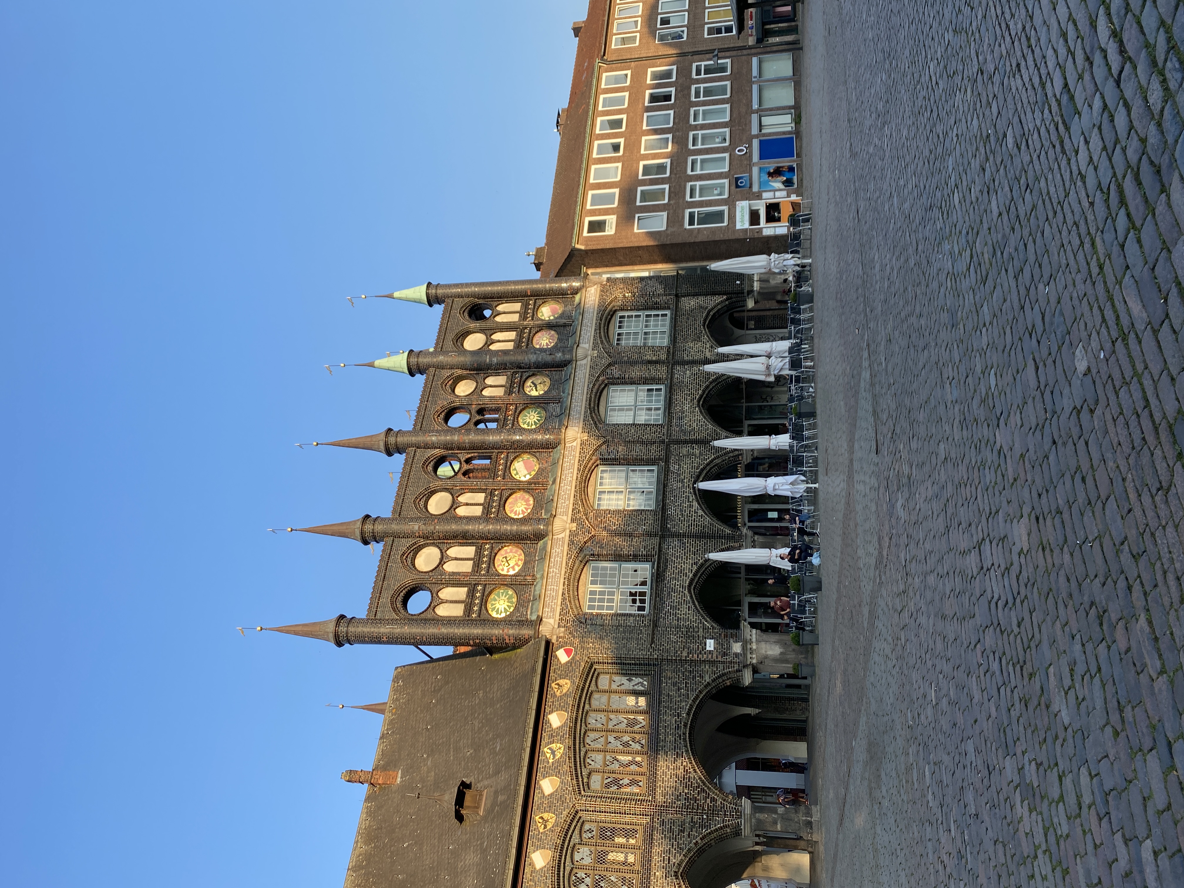 building at Lubeck's old town square, looking very medieval