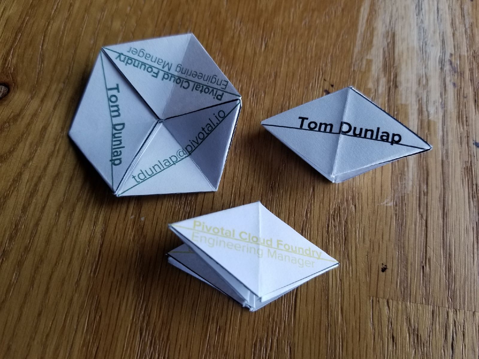 Hexaflexagon business cards