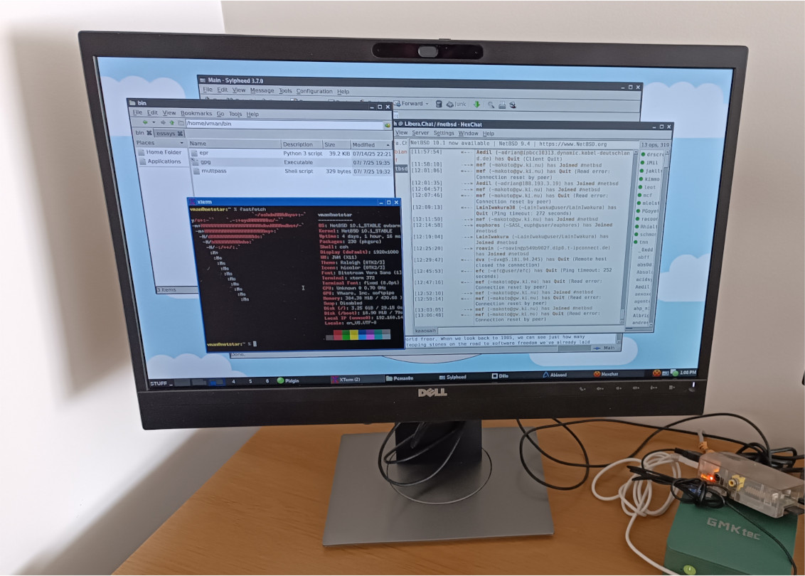 raspberry pi 1 running NetBSD and a full graphical session