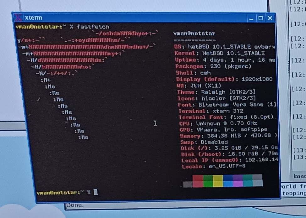 close up on the terminal running fastfetch