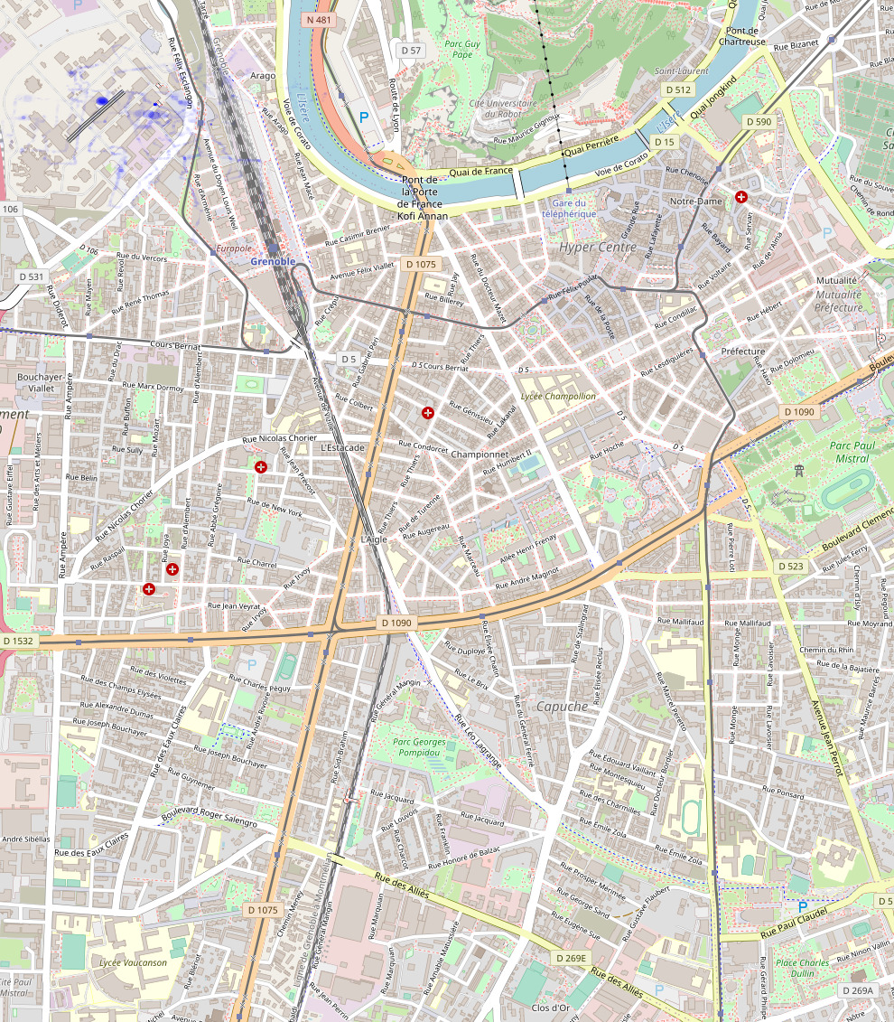 La densité de réseaux superposée à la carte OpenStreetMap, mais elle n'occupe qu'un coin de la carte