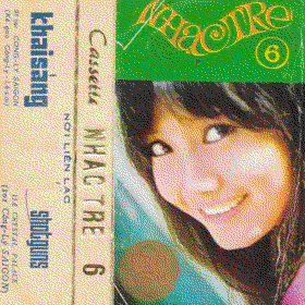 Partial scan of the cassette J-card for Nhạc Trẻ 6, featuring a portrait of singer Thanh Lan