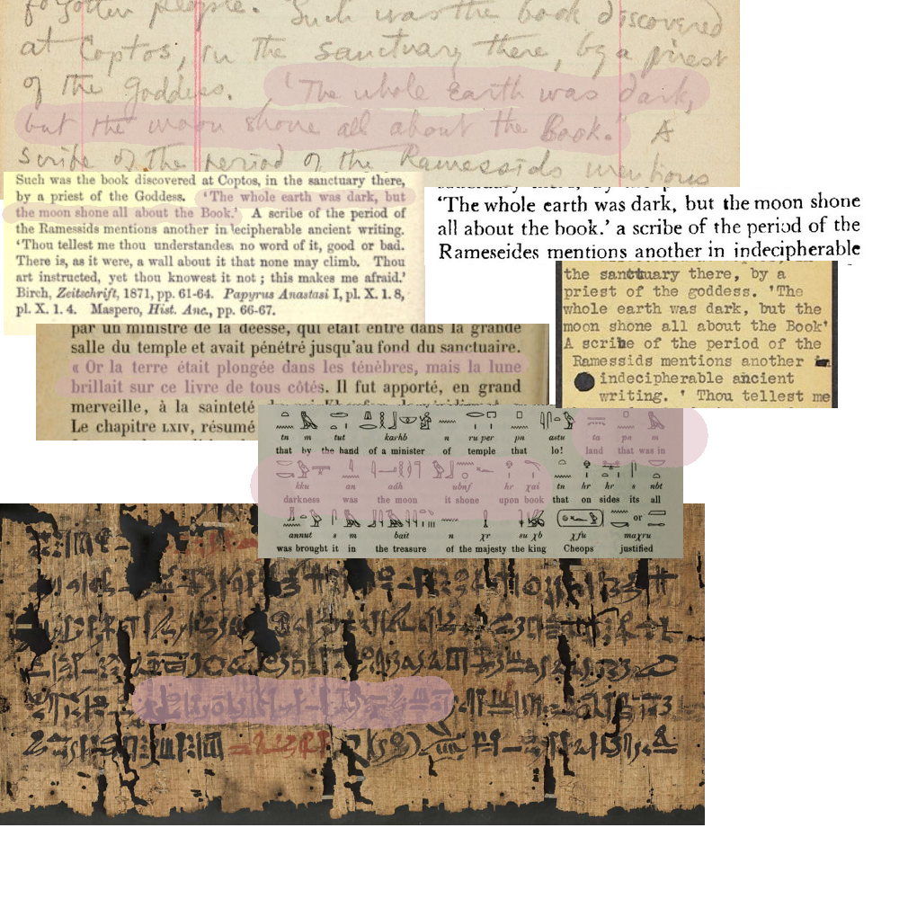 Tracing the quote 'The whole earth was dark, but the moon shone all about the Book.'