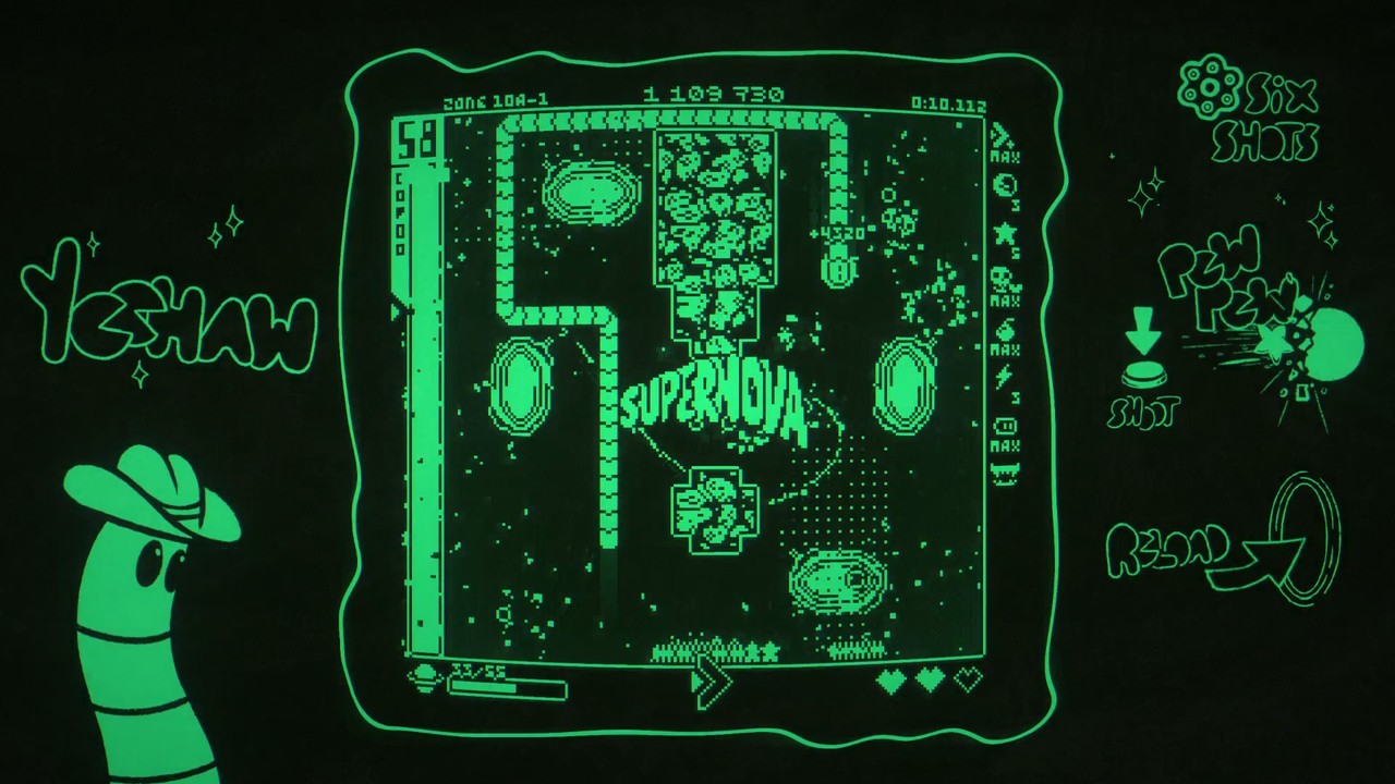 A supernova is triggered, announced onscreen with the word “SUPERNOVA” and lots of effects