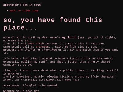 Screenshot of ~agothbtch