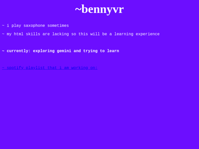 Screenshot of ~bennyvr