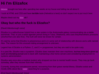 Screenshot of ~elizabeth