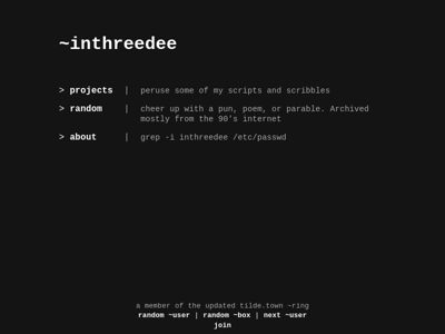 Screenshot of ~inthreedee