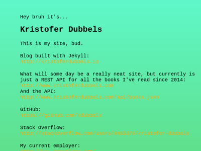 Screenshot of ~kristofer