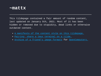 Screenshot of ~mattx