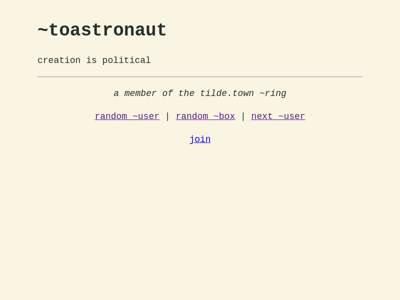 Screenshot of ~toastronaut