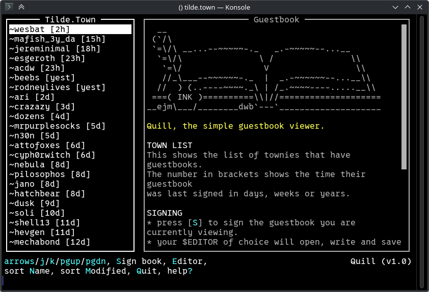 screenshoft of quill