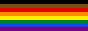 A pride flag, with stripes of black, brown, red, orange, yellow, green, blue, purple